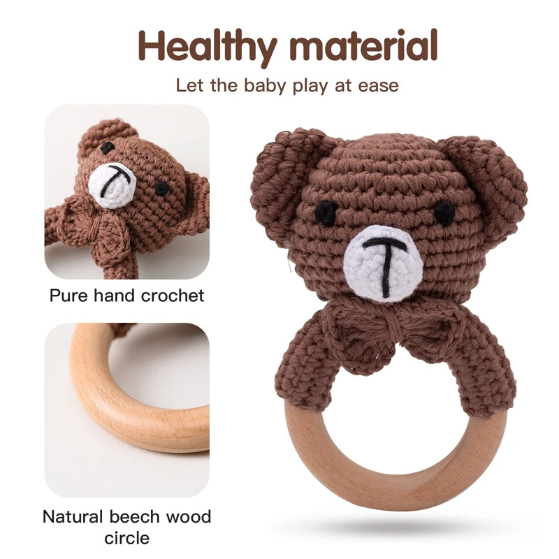 Babs&Bo Rustgevende Baby Rammelaar – Duurzaam Hout & Stof