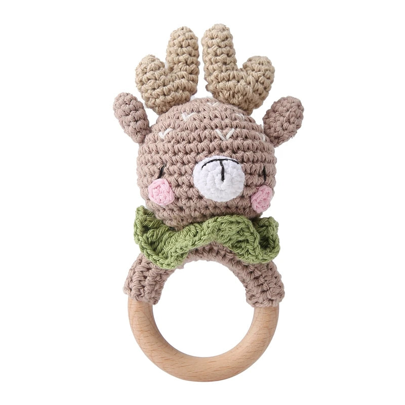 Babs&Bo Rustgevende Baby Rammelaar – Duurzaam Hout & Stof